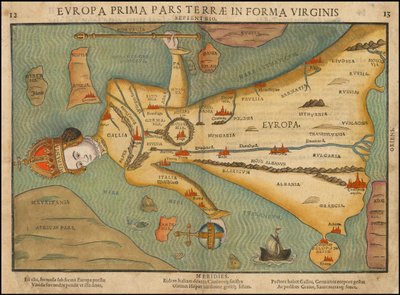 Antropomorfe kaart van Europa uit 1580 door Heinrich Bünting door Heinrich Bünting