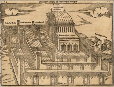 Gezicht van Heinrich Bünting op de Tempel van Salomo door Heinrich Bünting
