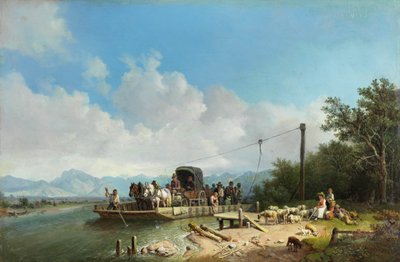 Heinrich Bürkel Veerboot op de Herberg c1867 door Heinrich Burkel