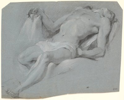 Liggende mannelijk model; studie voor Pietà? door Heinrich Dittmers