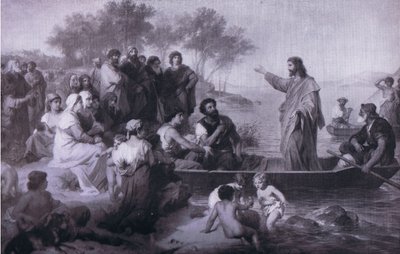 Christus predikt op het Meer van Galilea, Bibbys Annual, 1916-1917 door Heinrich Karl Hofmann