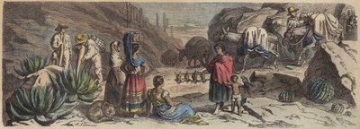 Een bergweg in Mexico (gekleurde gravure) door Heinrich Leutemann