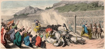 Oud Griekenland: Olympische Spelen - Vierspanwagenrennen in de Hippodroom door Heinrich Leutemann