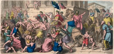 Oud Rome: Processie (Pompa) naar de spelen in het Circus - processie van deelnemers naar de arena door Heinrich Leutemann