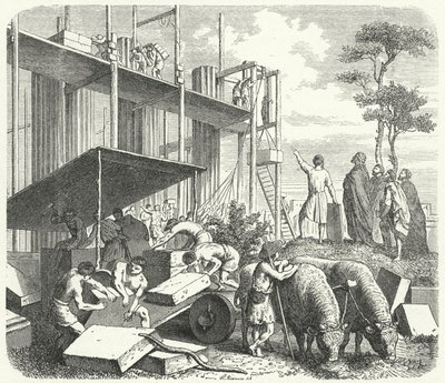 Bouw van een tempel op de Aventijnse heuvel, Rome door Heinrich Leutemann
