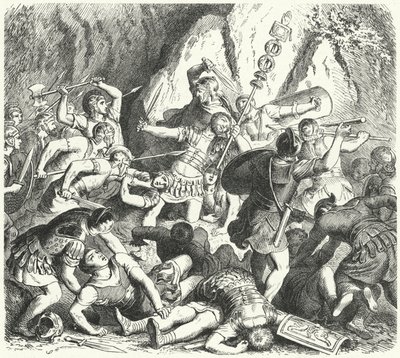 Ondergang van de Romeinse gens Fabia in de Slag bij de Cremera, 477 v.Chr. door Heinrich Leutemann