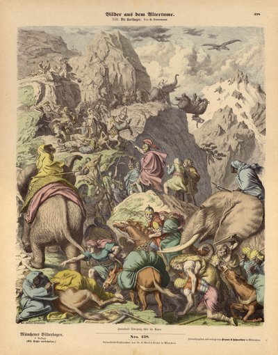 Hannibal leidt het Carthaagse leger over de Alpen door Heinrich Leutemann
