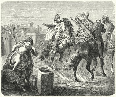 Jugurtha van Numidië verlaat de corrupte stad Rome door Heinrich Leutemann