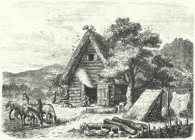 Oude Duitse boerderij door Heinrich Leutemann