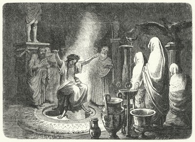 Pythia, Hogepriesteres van de Tempel van Apollo in Delphi (gravure) door Heinrich Leutemann
