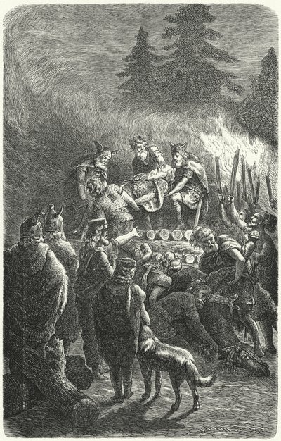Suebi begrafenis in het oude Duitsland door Heinrich Leutemann