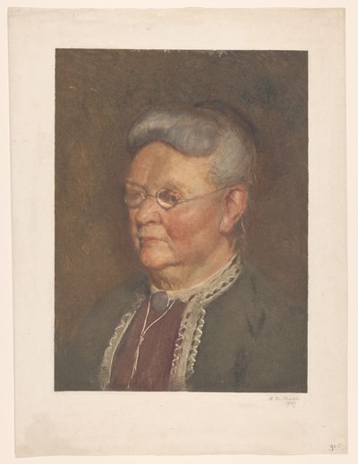 Portret van een oude dame door Heinrich M. Krabbé (signed by artist)