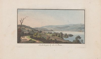 Gezicht op Lüscherz aan de Bielersee door Heinrich Rieter