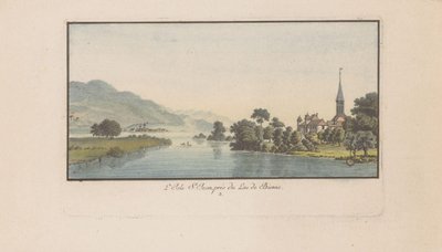 Gezicht op St. Petersinsel aan de Bielersee door Heinrich Rieter