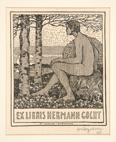 Boekplaat: Ex Libris Hermann Gocht door Heinrich Vogeler
