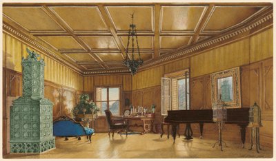 De Muziekkamer van Aartshertogin Margarete, Prinses van Saksen, in Schloss Ambras door Heinrich von Förster