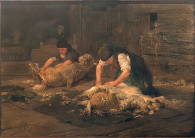 Het Scheren van de Schapen door Heinrich von Zügel