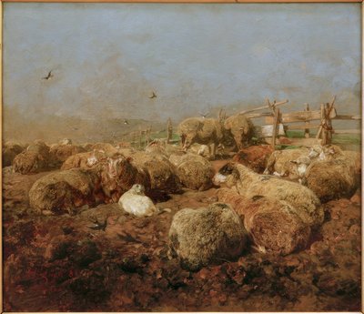 Schapen in de kooi door Heinrich von Zügel