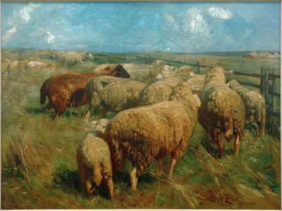 Kudde schapen in de hoogzomer door Heinrich von Zügel