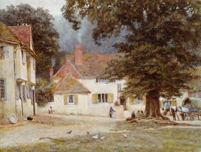 Een Kar bij een Dorpsherberg, 1878 door Helen Allingham