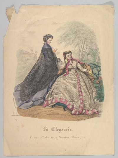 Twee Vrouwen Buiten, nr. 720, uit La Elegancia Barcelona door Heloise Leloir