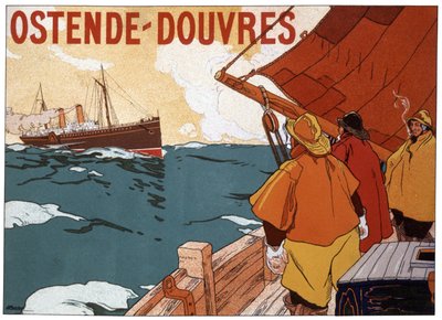 Veerboot tussen Oostende en Dover, ca. 1900 door Hendrick Cassiers