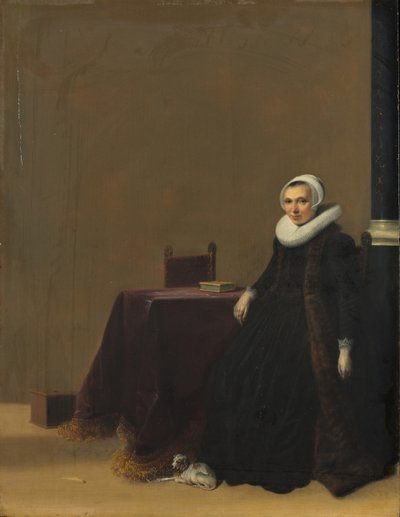 Portret van een vrouw met een hond, ca. 1635 door Hendrick Gerritsz Pot
