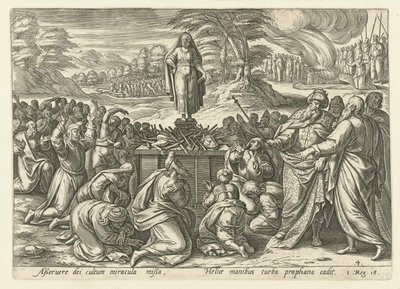 Elia wedijvert met de profeten van Baäl, uit de serie Geschiedenis van Elia door Hendrick Goltzius (rejected attribution)
