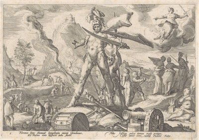 De IJzeren Eeuw door Hendrick Goltzius (workshop of)