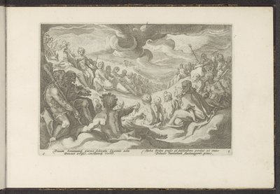 Jupiter roept de Olympische goden bijeen door Hendrick Goltzius (workshop of)