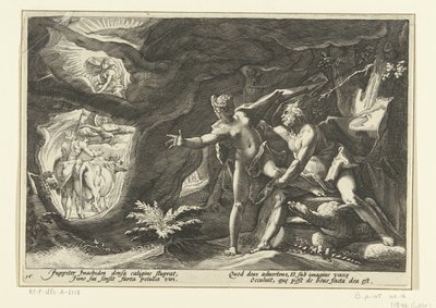 Jupiter vergrijpt zich aan Io door Hendrick Goltzius (workshop of)