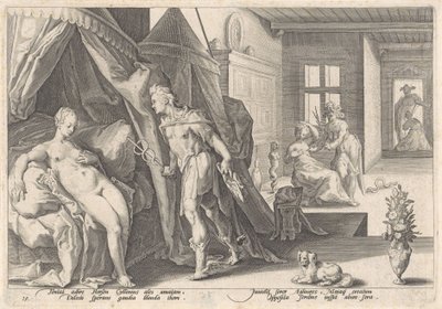 Mercurius bezoekt Herse door Hendrick Goltzius (workshop of)