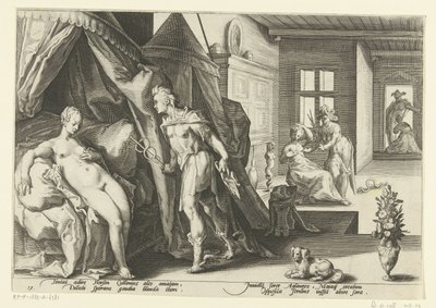 Mercurius in Herses kamer door Hendrick Goltzius (workshop of)
