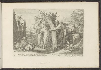 Pan en Syrinx door Hendrick Goltzius (workshop of)