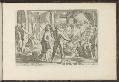 Phaëton in het paleis van Helios door Hendrick Goltzius (workshop of)