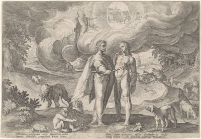Prometheus schept de eerste mens door Hendrick Goltzius (workshop of)