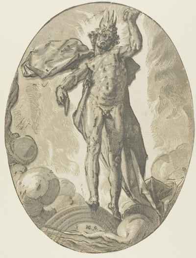 Aether, plaat zes uit Demogorgon en de goden door Hendrick Goltzius