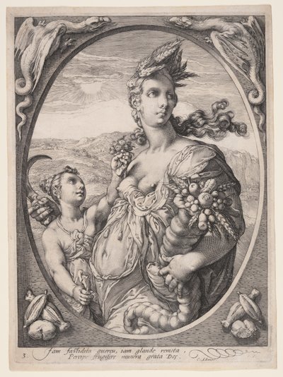 Ceres, van Drie heidense goden of godinnen door Hendrick Goltzius