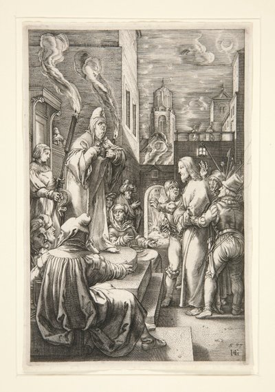 Christus voor Caiphas door Hendrick Goltzius