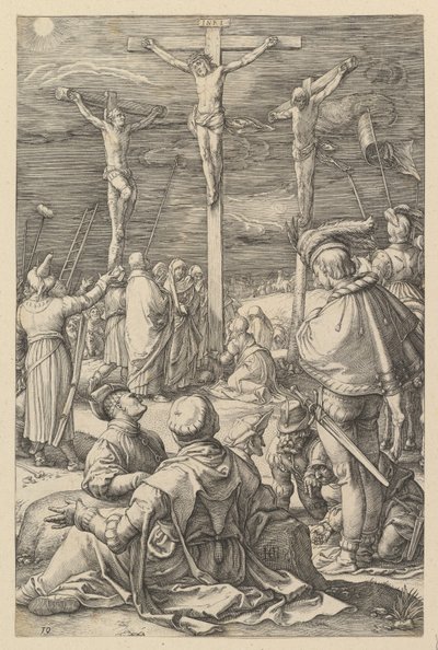 Christus aan het kruis, uit „Het lijden van Christus“ door Hendrick Goltzius