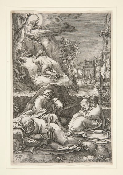 Christus op de Olijfberg door Hendrick Goltzius