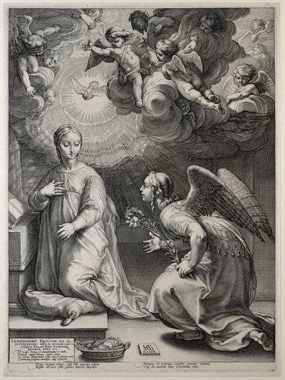 De annunciatie door Hendrick Goltzius