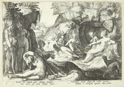 Diana ontdekt de zwangerschap van Kallisto door Hendrick Goltzius