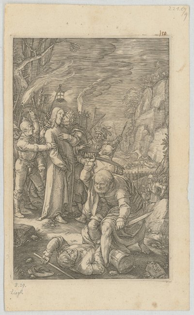 De gevangenneming van Christus, blad 3 uit de reeks „De Passie” door Hendrick Goltzius