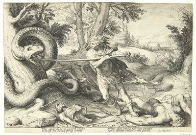 Kadmos doodt de draak door Hendrick Goltzius