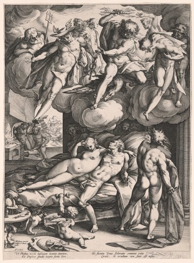 Mars en Venus verrast door Vulcanus door Hendrick Goltzius