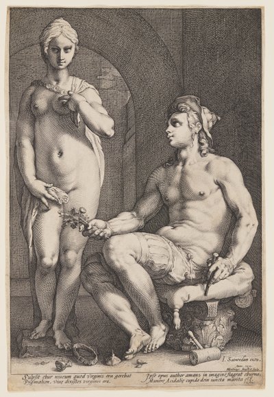 Pygmalion en Galatea door Hendrick Goltzius