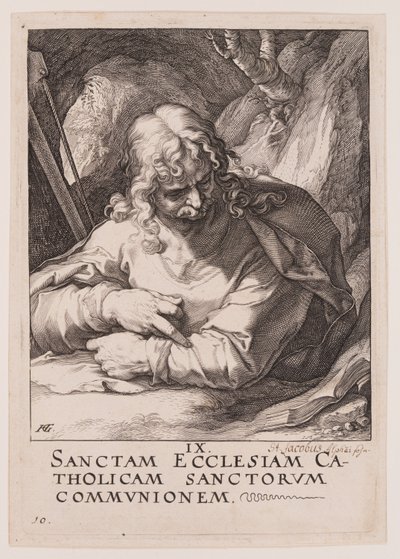 Jakobus de Minder, van Christus, de Apostelen en Paulus met het Credo door Hendrick Goltzius