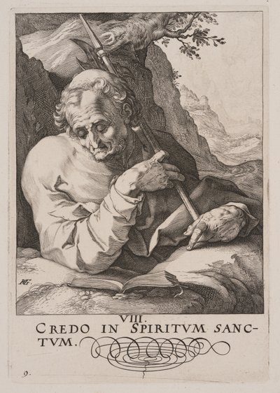Mattheüs, van Christus, de apostelen en Paulus met de geloofsbelijdenis door Hendrick Goltzius