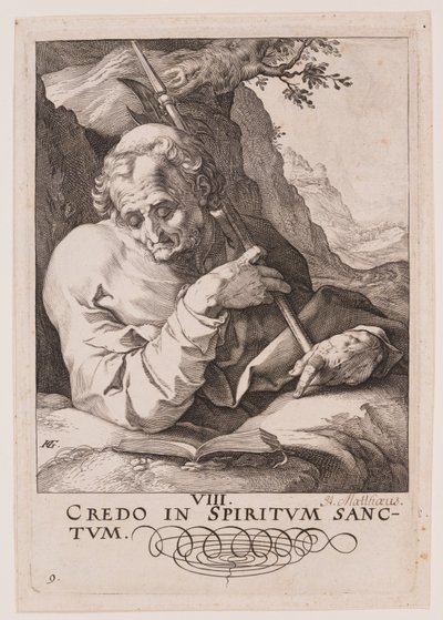 Mattheüs, van Christus, de apostelen en Paulus met de geloofsbelijdenis door Hendrick Goltzius